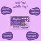 HayDay Alfalfa Hay with benefits on a purple background.
