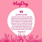 Pink background with 'HayDay' logo and customer review text.